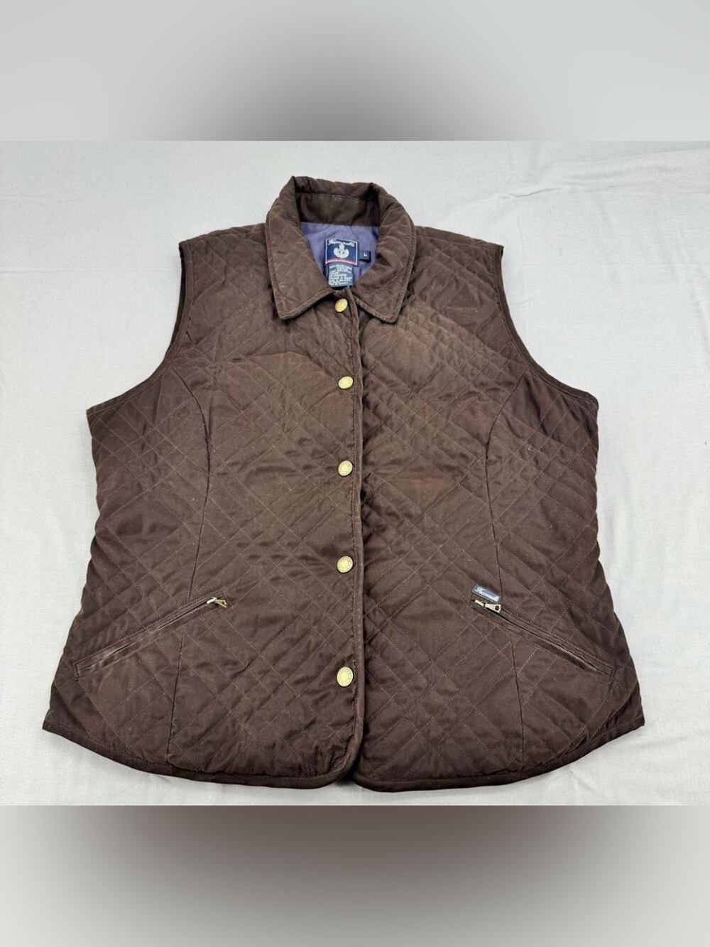 Faconnable Women's Quilted Puffer Vest, Chocolate Brown, Size L